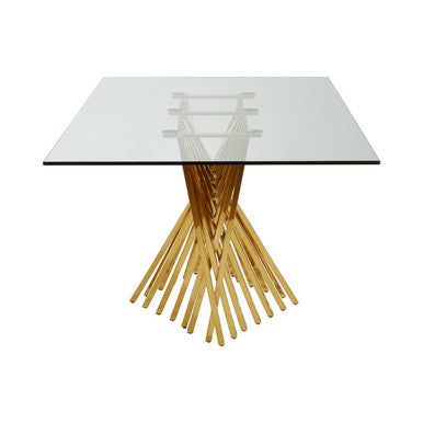 Arezzo Tempered Glass Top Dining Table With Gold Finish Frame - PN Home
