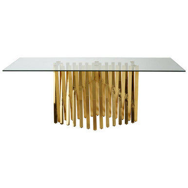 Arezzo Tempered Glass Top Dining Table With Gold Finish Frame - PN Home