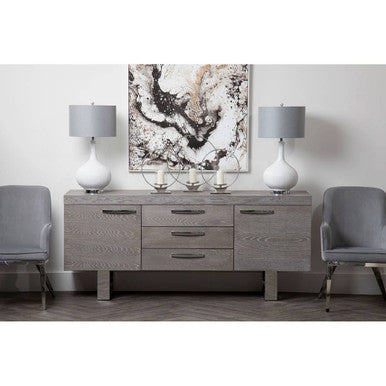Eliza Grey Velvet Dining Chair With Silver Finish Legs - PN Home
