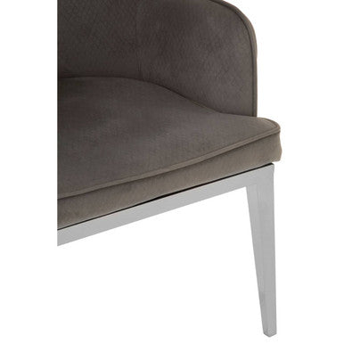 Eliza Grey Velvet Dining Chair With Silver Finish Legs - PN Home