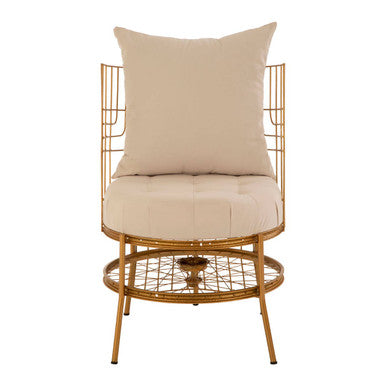 Mantis Gold Finish Wheel Design Chair With Cushion - PN Home