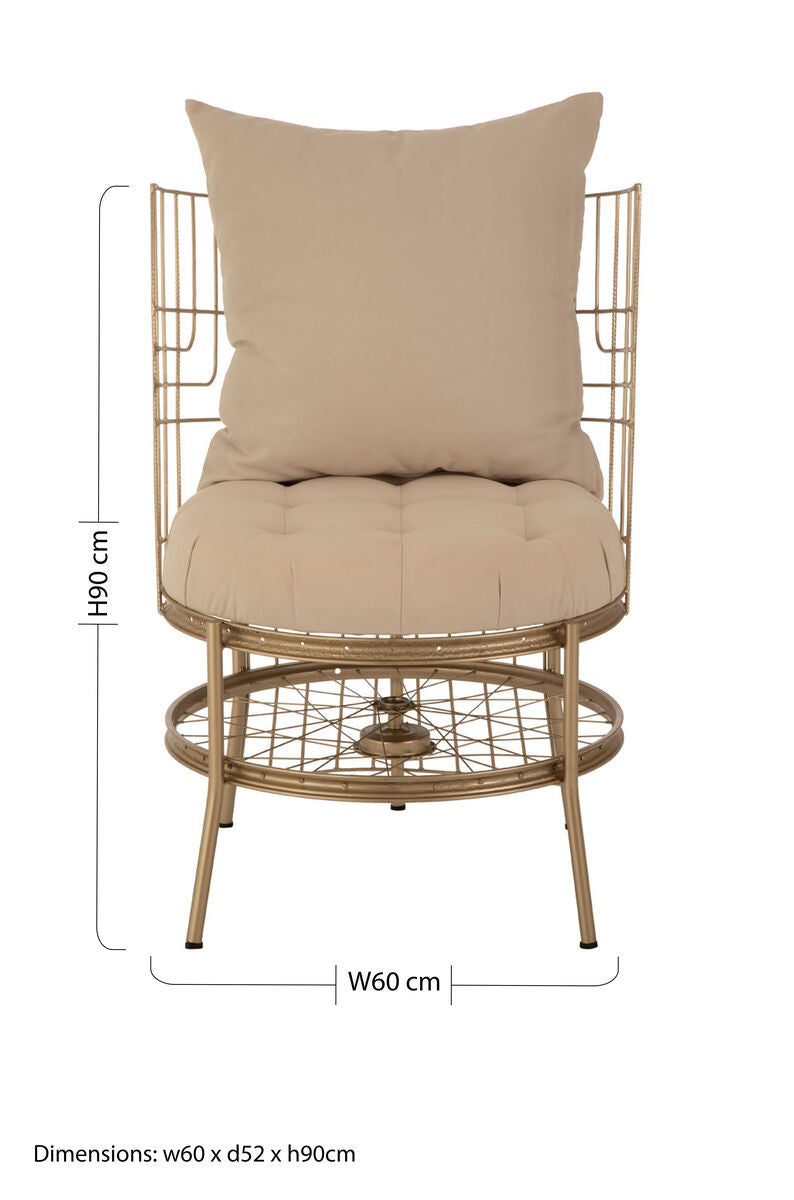 Mantis Champagne Gold Finish Wheel Design Chair - PN Home