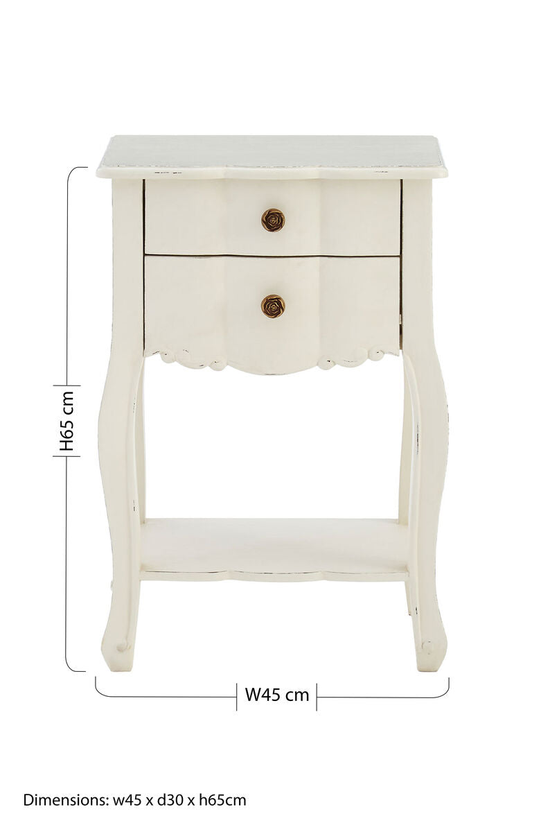 Loire 2 Drawer White Bedside Table - PN Home
