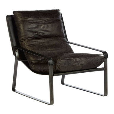 Hoxton Dark Brown Leather Lounge Chair - PN Home