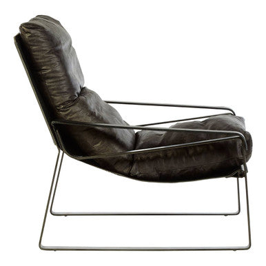Hoxton Dark Brown Leather Lounge Chair - PN Home