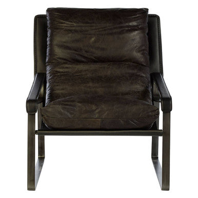 Hoxton Dark Brown Leather Lounge Chair - PN Home