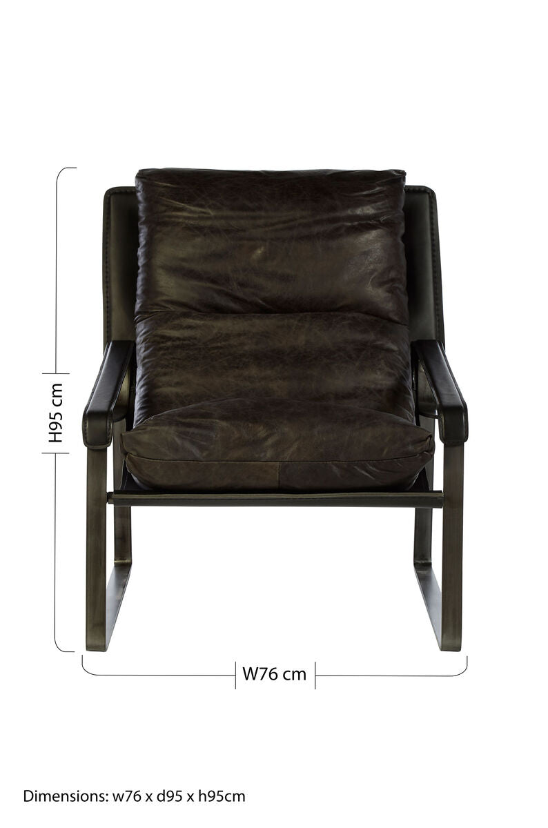 Hoxton Dark Brown Leather Lounge Chair - PN Home