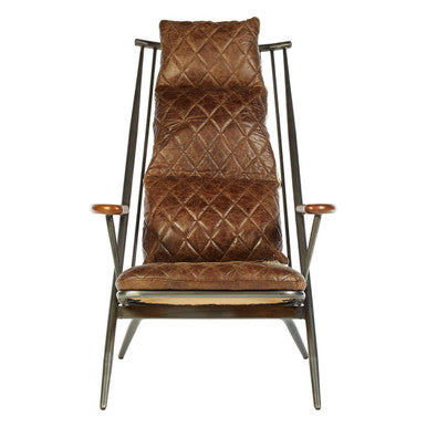Hoxton Genuine Brown Leather Chair - PN Home