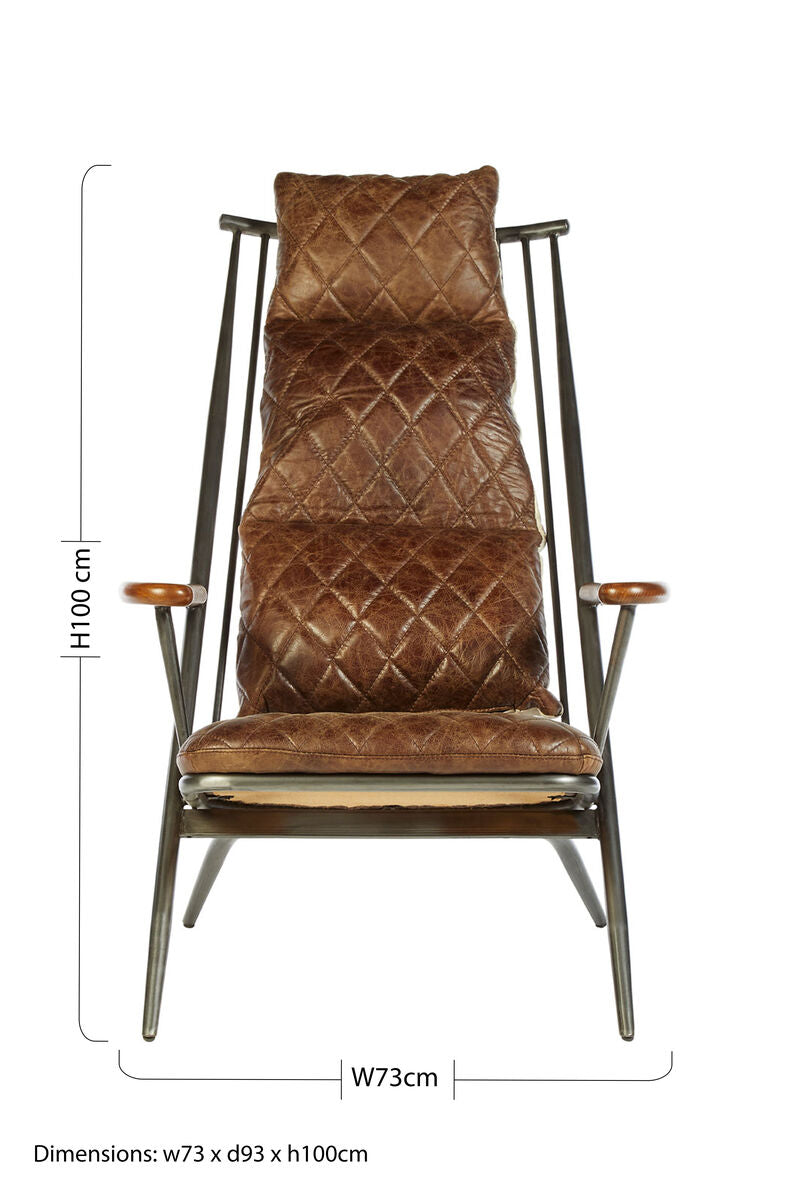 Hoxton Genuine Brown Leather Chair - PN Home