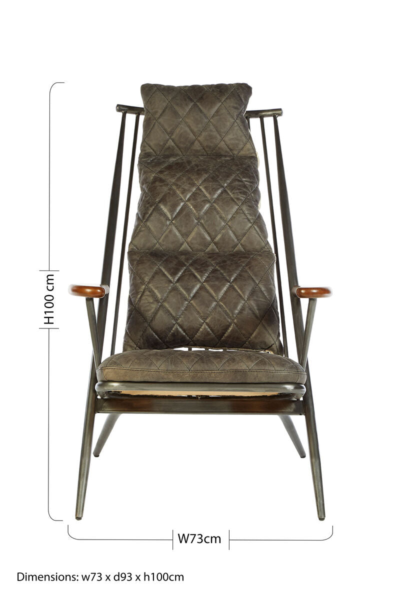 Hoxton Genuine Grey Leather Chair - PN Home