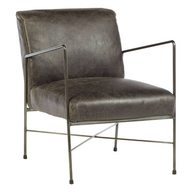 Hoxton Grey Leather Lounge Chair - PN Home