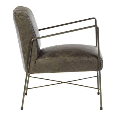 Hoxton Grey Leather Lounge Chair - PN Home