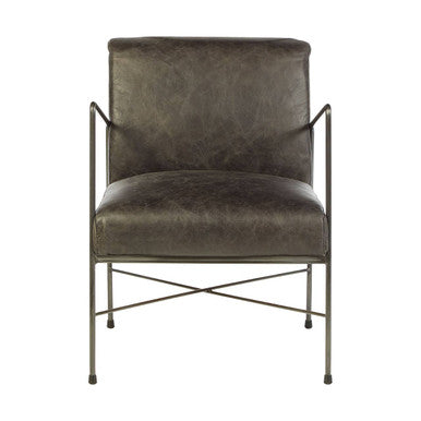Hoxton Grey Leather Lounge Chair - PN Home