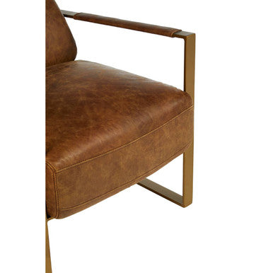 Hoxton Light Brown Leather Lounge Chair With Iron Frame