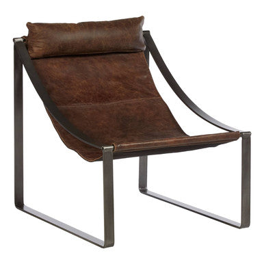Hoxton Brown Leather Sling Chair - PN Home