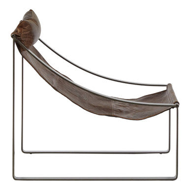 Hoxton Brown Leather Sling Chair - PN Home