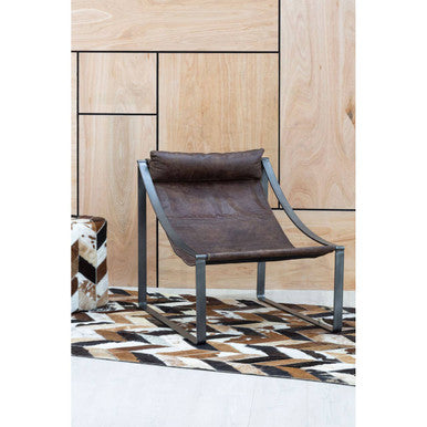 Hoxton Brown Leather Sling Chair - PN Home