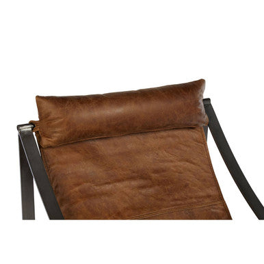 Hoxton Genuine Light Brown Leather Sling Chair - PN Home