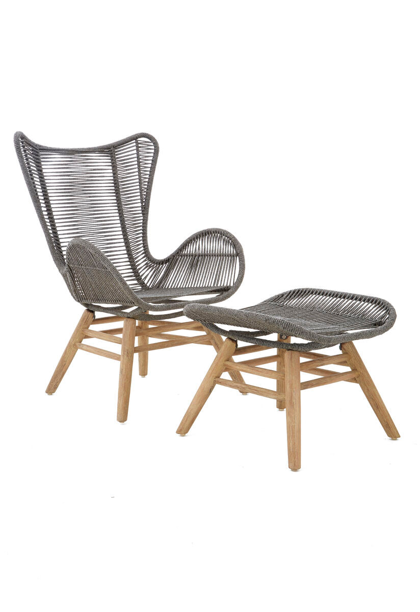 Sisal Grey Rope Lounge Chair and Footstool - PN Home