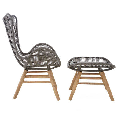 Sisal Grey Rope Lounge Chair and Footstool - PN Home
