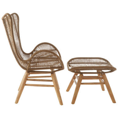 Sisal Latte Rope Lounge Chair And Footstool - PN Home
