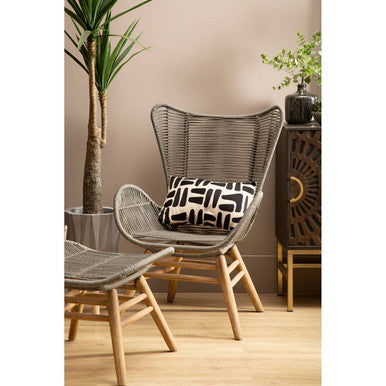 Sisal Latte Rope Lounge Chair And Footstool - PN Home