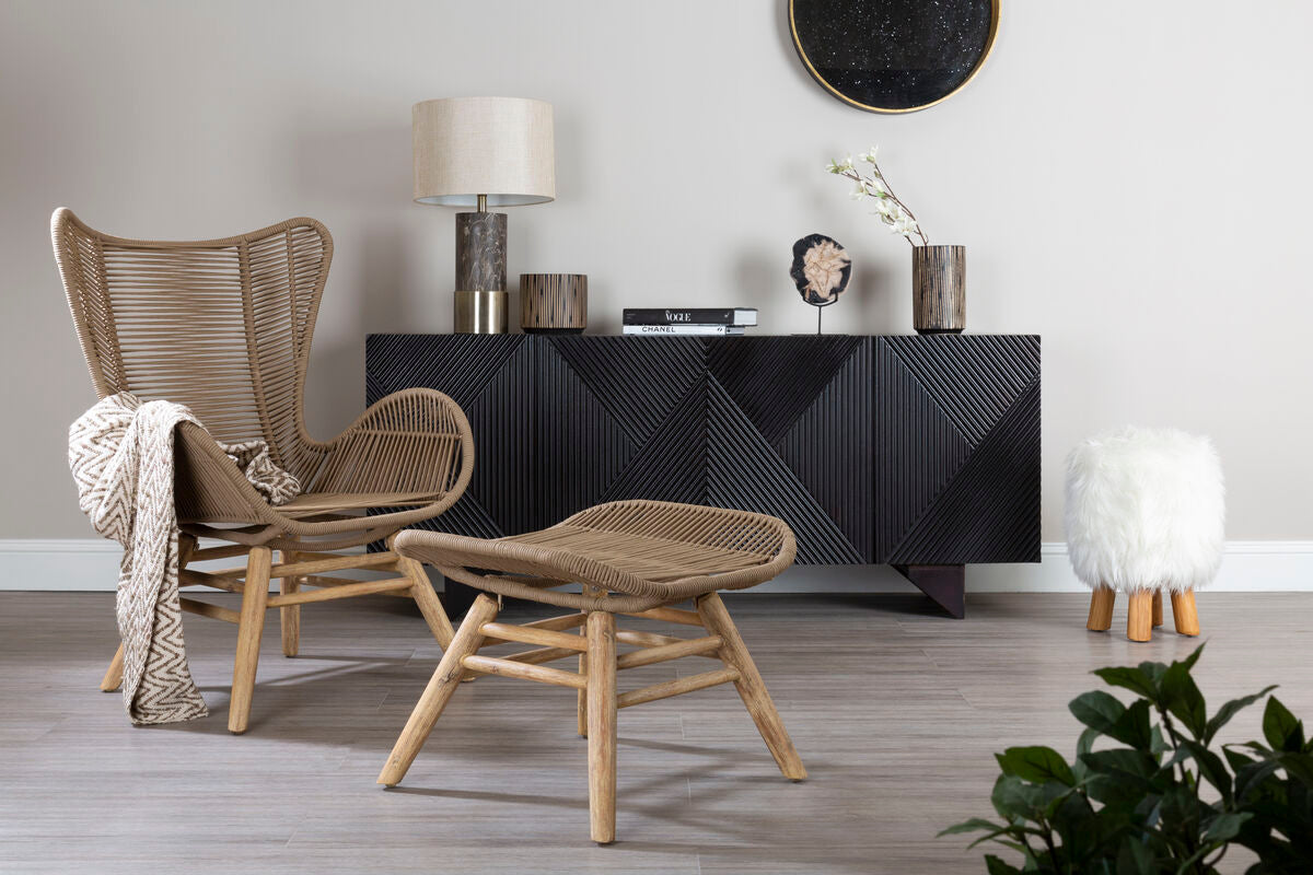Sisal Latte Rope Lounge Chair And Footstool - PN Home