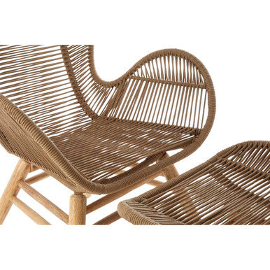 Sisal Latte Rope Lounge Chair And Footstool - PN Home