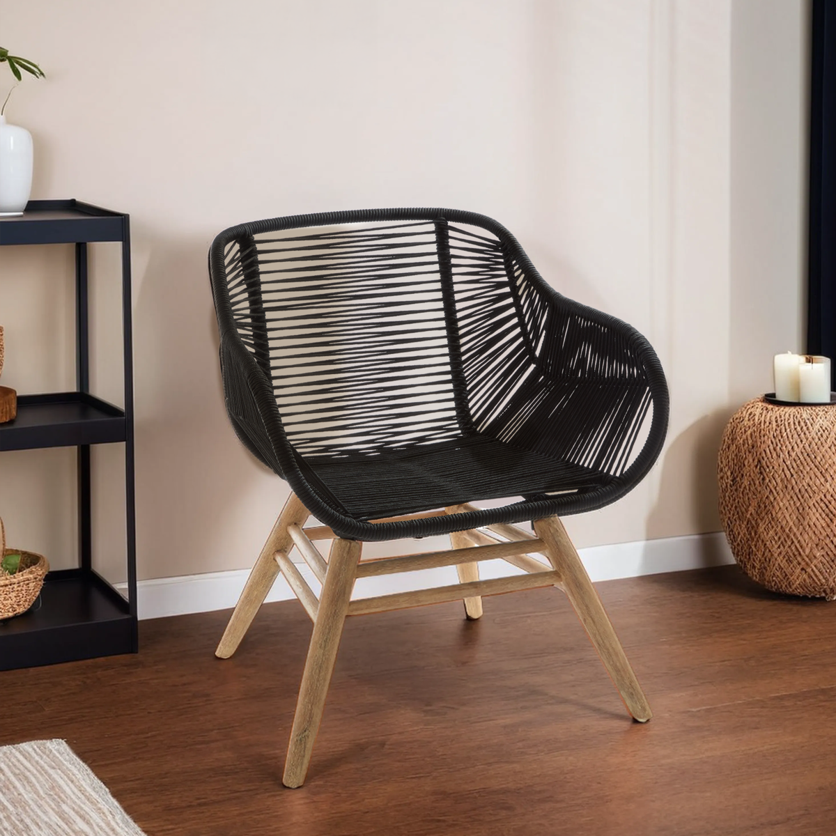 Sisal Black Rope Armchair - PN Home