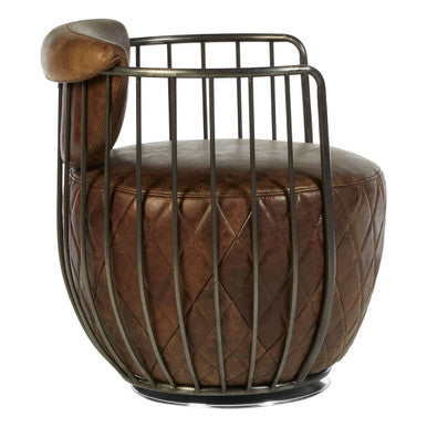 Hoxton Brown Leather Swivel Chair - PN Home
