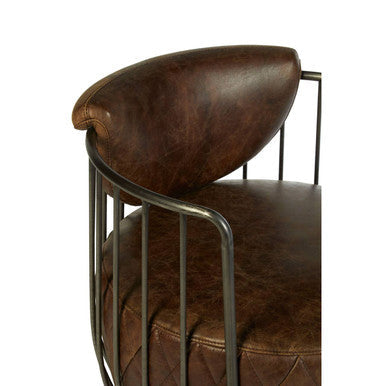Hoxton Brown Leather Swivel Chair - PN Home