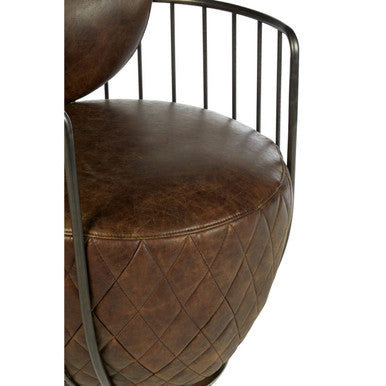 Hoxton Brown Leather Swivel Chair - PN Home