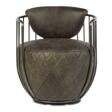 Hoxton Dark Grey Leather Swivel Chair - PN Home