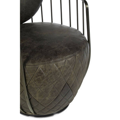 Hoxton Dark Grey Leather Swivel Chair - PN Home