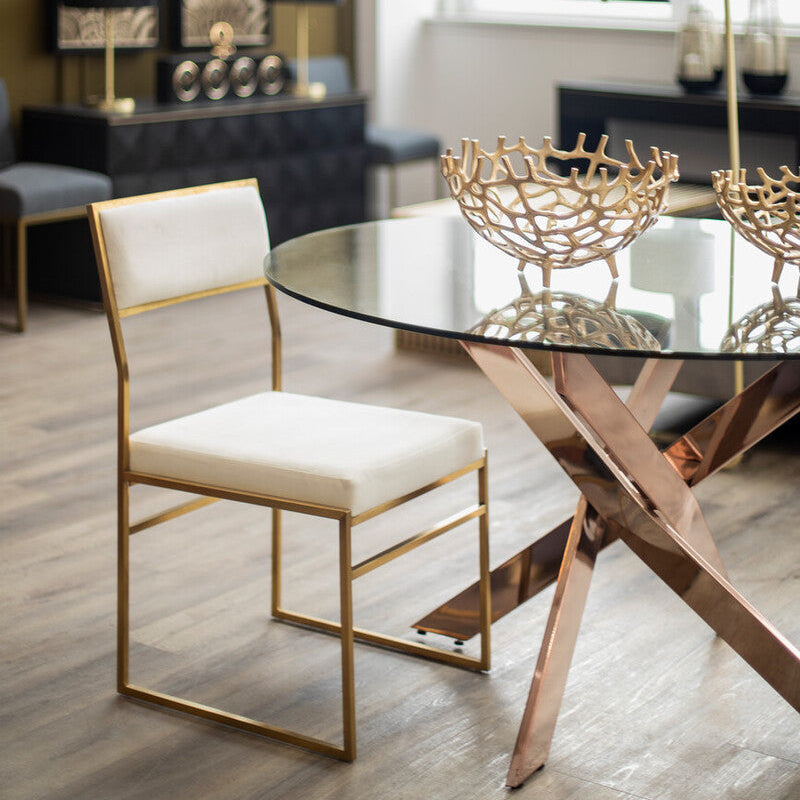 Mian Milky White Velvet Dining Chair - PN Home