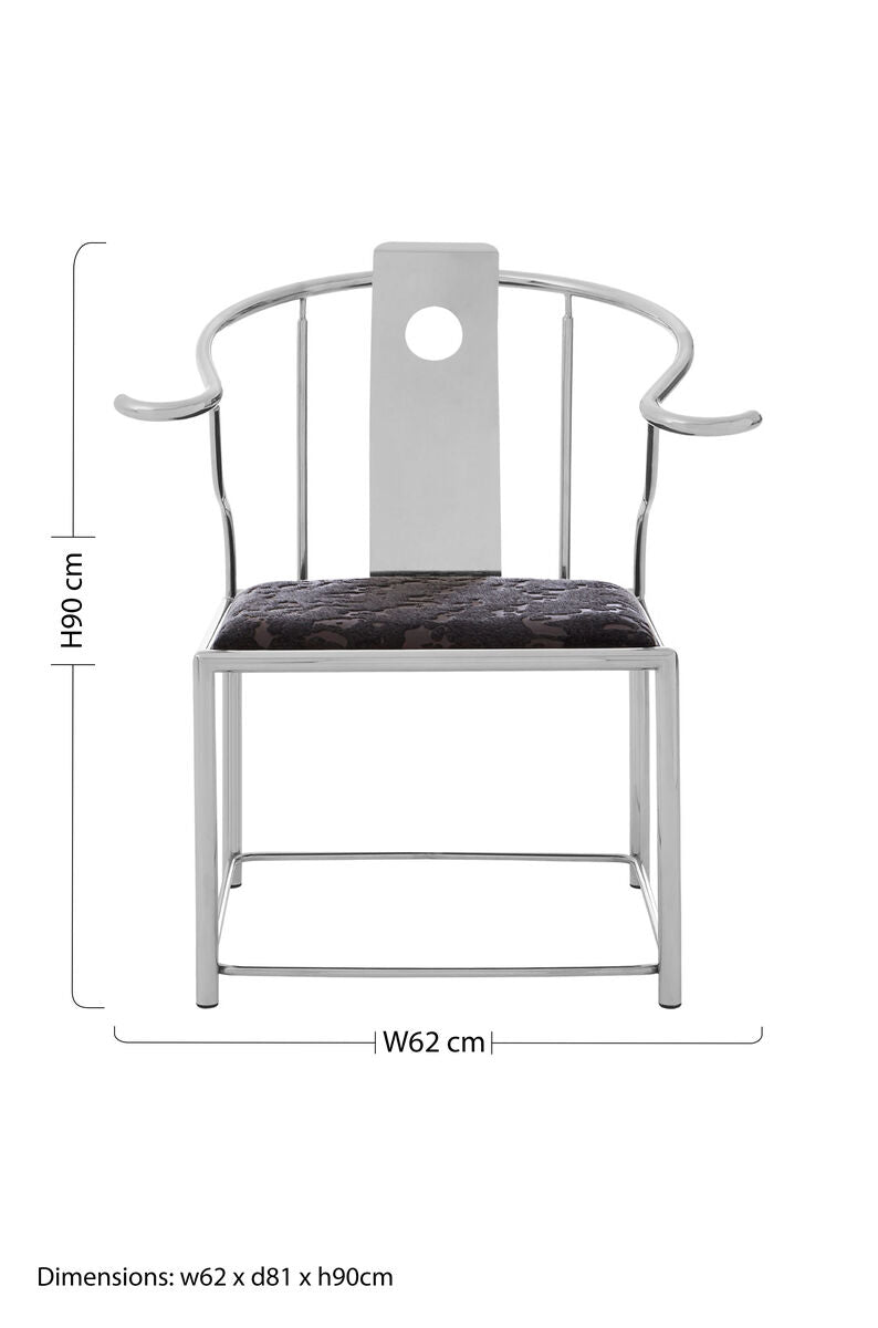Yasmin Black Velvet And Steel Chair - PN Home