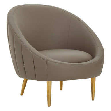 Lagero Brown Leather Effect Curved Cocoon Chair - PN Home