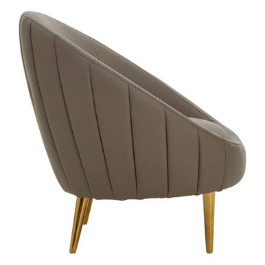 Lagero Brown Leather Effect Curved Cocoon Chair - PN Home