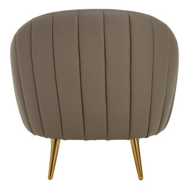 Lagero Brown Leather Effect Curved Cocoon Chair - PN Home