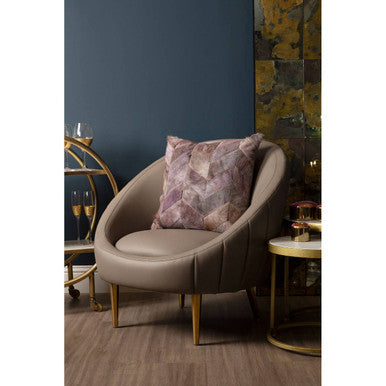 Lagero Brown Leather Effect Curved Cocoon Chair - PN Home