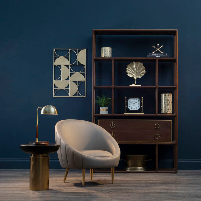 Lagero Brown Leather Effect Curved Cocoon Chair - PN Home