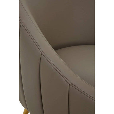 Lagero Brown Leather Effect Curved Cocoon Chair - PN Home