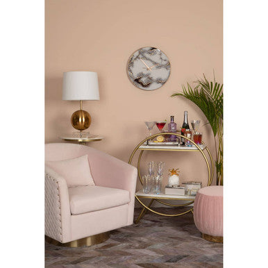 Plazoni Pink Velvet Swivel Chair with Gold Base - PN Home