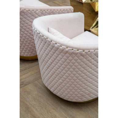 Plazoni Pink Velvet Swivel Chair with Gold Base - PN Home