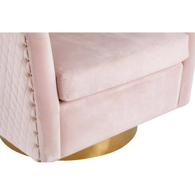 Plazoni Pink Velvet Swivel Chair with Gold Base - PN Home