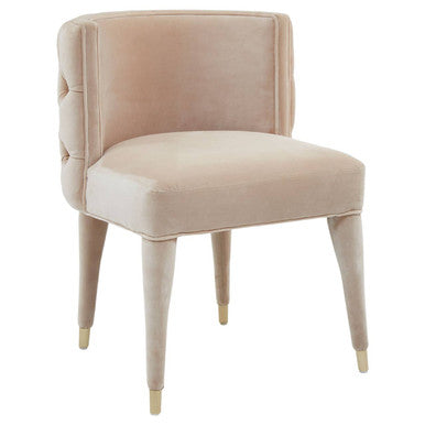 Villi Beige Velvet Tufted Curved Dining Chair - PN Home