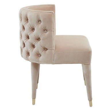 Villi Beige Velvet Tufted Curved Dining Chair - PN Home