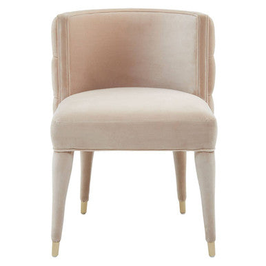 Villi Beige Velvet Tufted Curved Dining Chair - PN Home