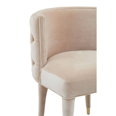 Villi Beige Velvet Tufted Curved Dining Chair - PN Home