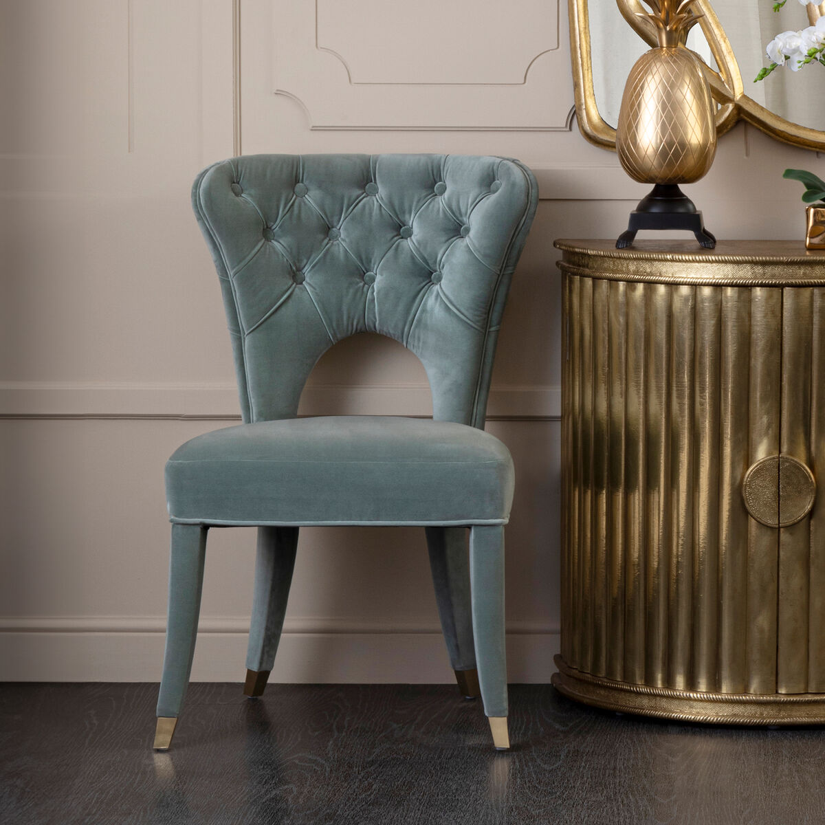 Villi Blue Velvet Tufted Dining Chair - PN Home